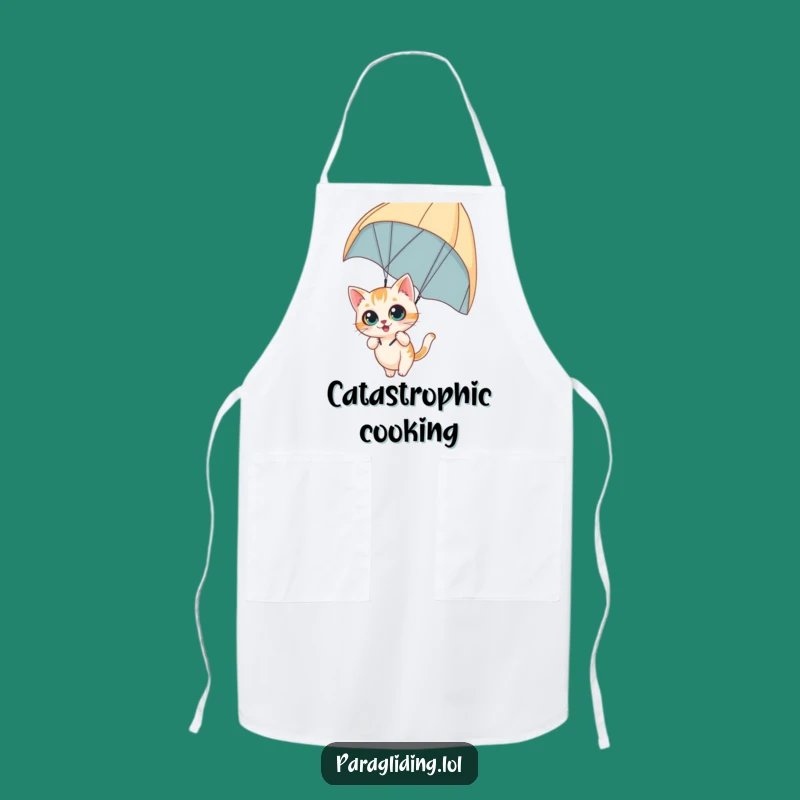 Funny Curious Cat Apron: Daring Paraglider Chef's Wear