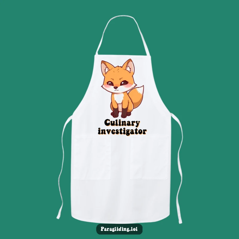 Funny Determined Fox Apron: Curious Chef's Wear for Thoughtful Cooking