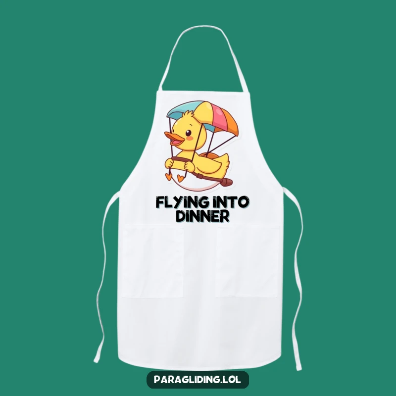 Funny Cheerful Duck Paragliding Apron: Cook with Airborne Cheer!