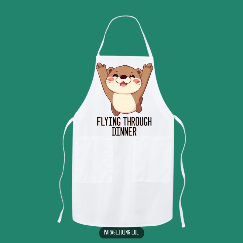 Funny Joyful Otter Apron: Hilarious Sky Soaring Kitchen Fun