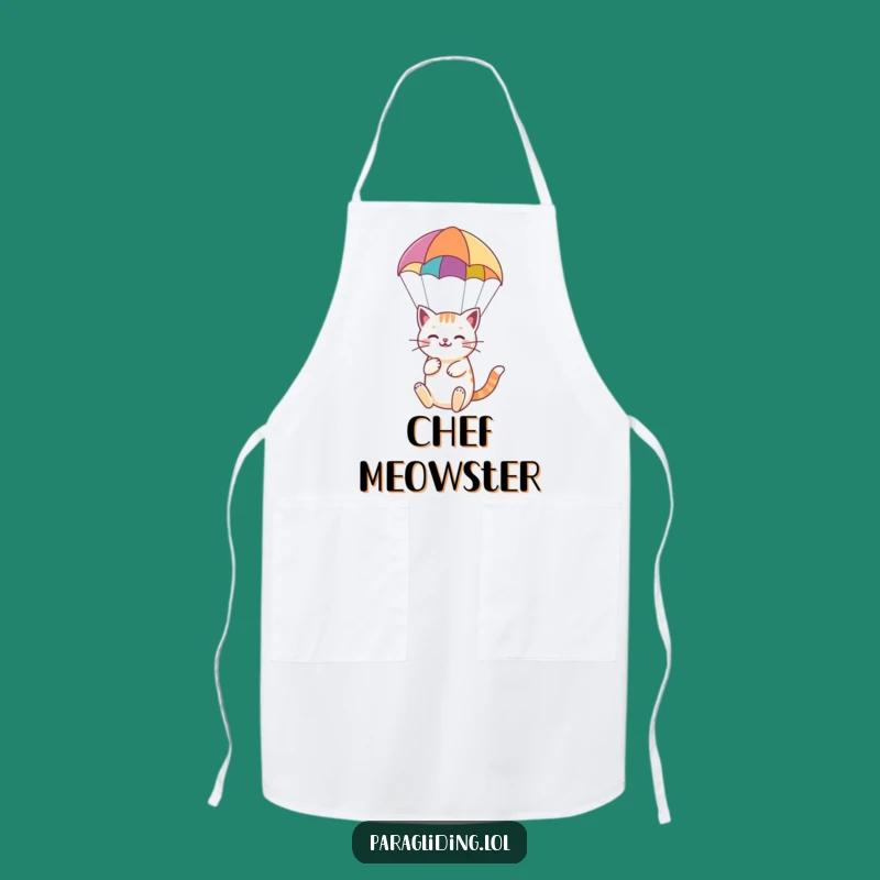 Funny Cat Paragliding Apron: Cook with Calm and Purrs