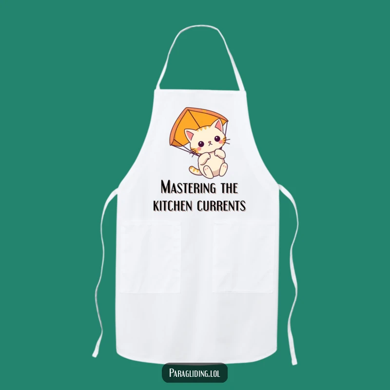Funny Cat Paragliding Apron: Cook with Focused Feline Precision