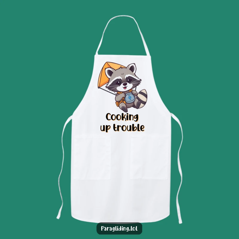 Funny Raccoon Paraglider Apron - Mischievous Pilot Kitchen Humor Gift