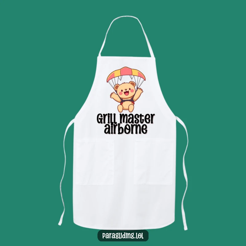 Funny Bear Cub Paraglider Apron - Hilarious Cooking Accessory for Outdoor Chefs