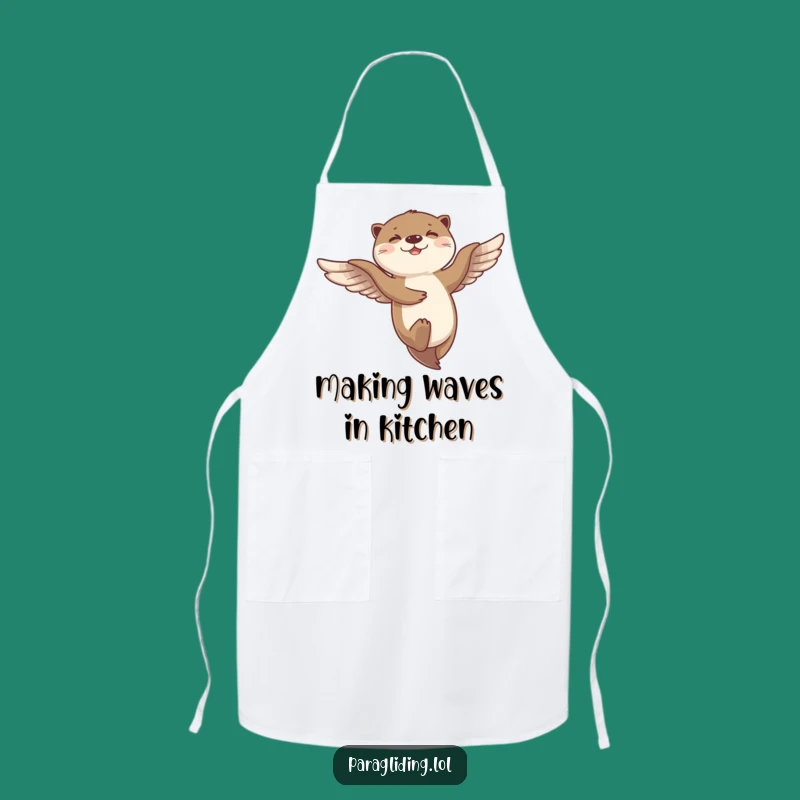 Funny Otter Flight Apron: Chef Otter Dancing in Breeze - Hilarious Kitchen Gift
