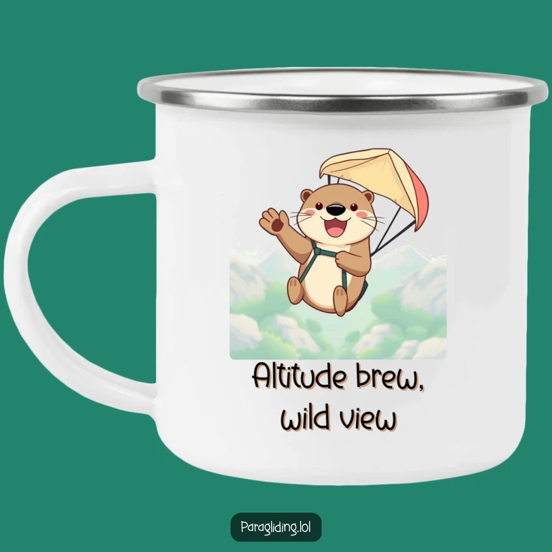 Funny Otter Paraglider Camping Mug - Adventure Fuel, Perfect Gift!