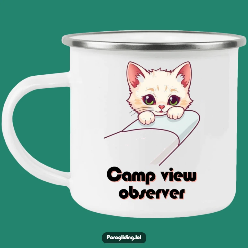Funny Curious Cat Glider Camping Mug: Adventure with Feline Curiosity