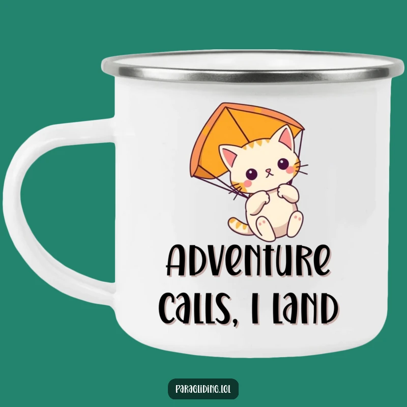 Funny Cat Paragliding Camping Mug: Sip with Determined Feline Focus