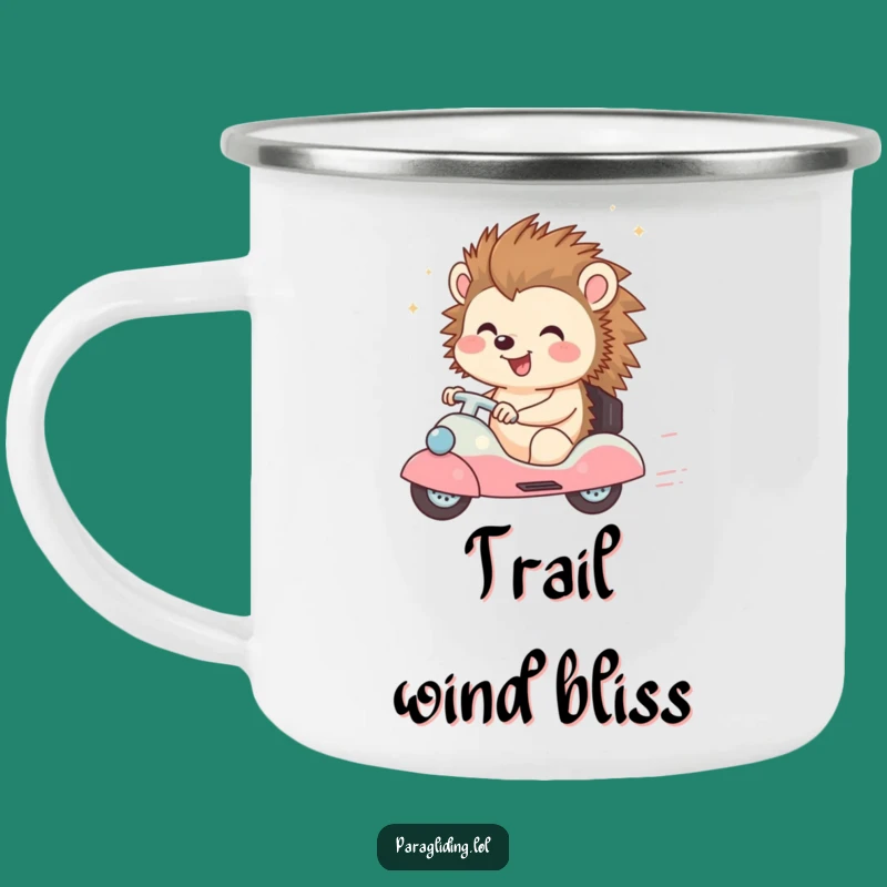Funny Happy Hedgehog Camping Mug: Adventure with Breezy Joy
