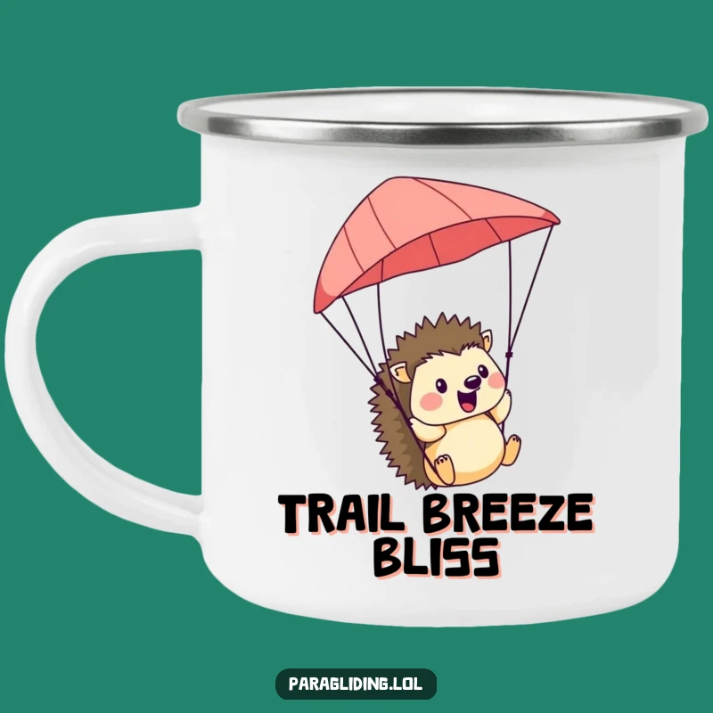 Funny Hedgehog Paraglider Camping Mug: Adventure Sips with Cheerful Humor