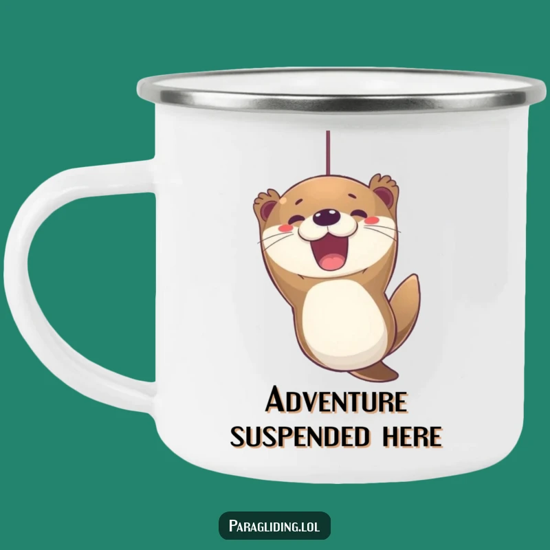 Funny Otter Paragliding Camping Mug - Durable Joyful Expression for Outdoor Fun