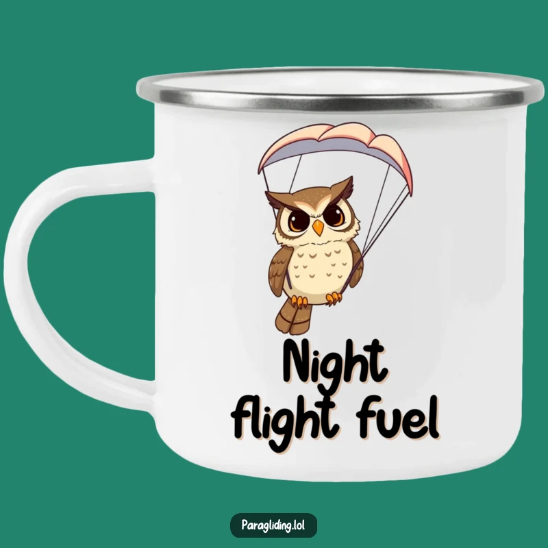 Funny Owl Paraglider Camping Mug: Adventure Sips with Wise Humor
