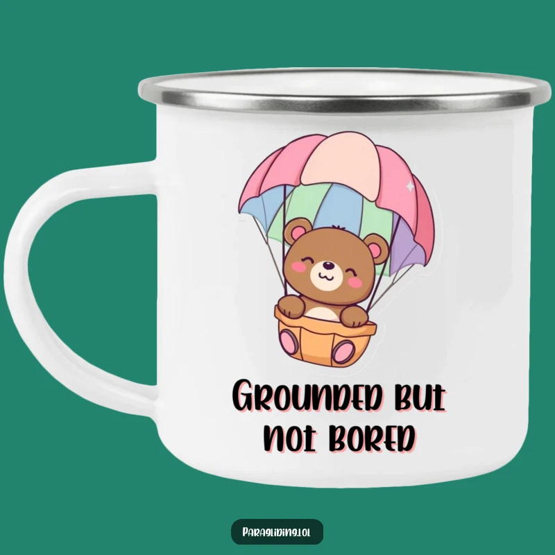 Funny Happy Bear Camping Mug: Peaceful Parachute Float for Campfire Relaxation