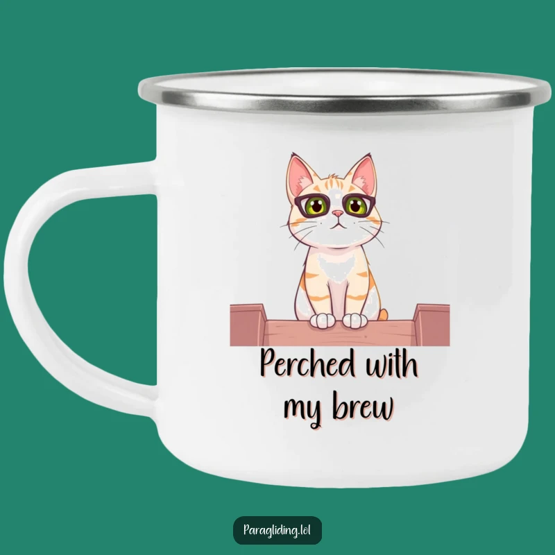 Funny Cat Perch Camping Mug: Curious Observer's Brew - Hilarious Adventure Gift