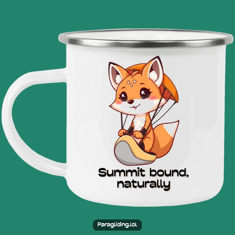 Durable Funny Fox Paraglider Camping Mug - Adventure Fuel for Curious Campers
