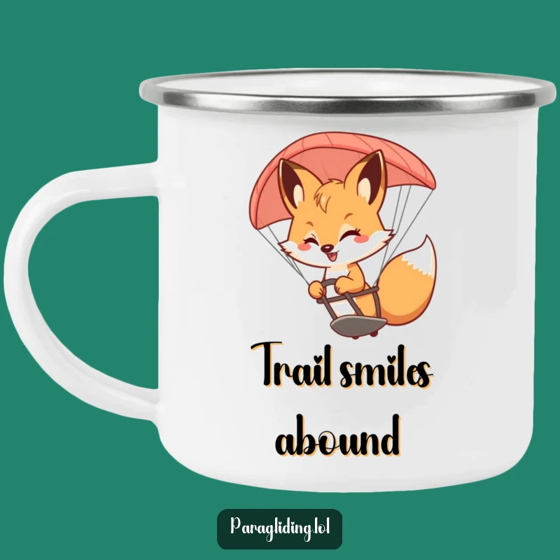 Funny Fox Paraglider Camping Mug: Adventure Sips with Playful Humor