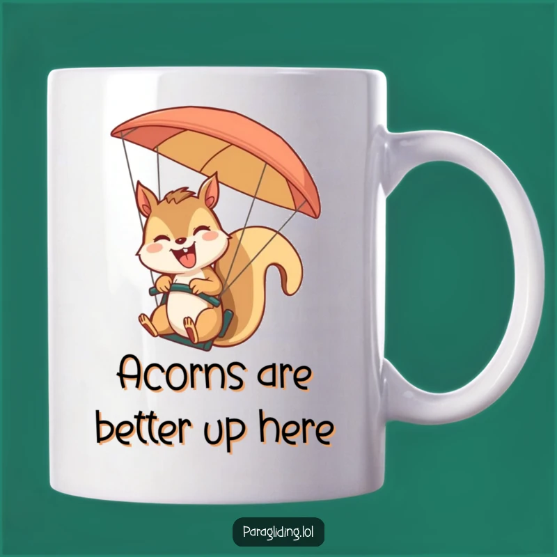 Funny Squirrel Paraglider Mug: Giggling Pilot's Adventure, Perfect Funny Gift