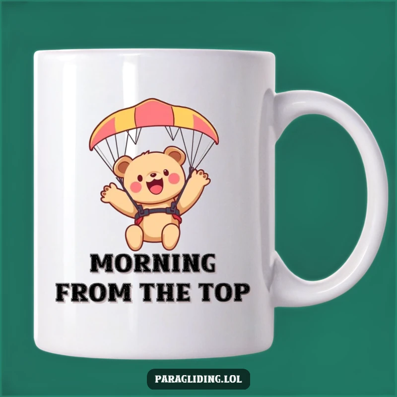 Funny Bear Cub Paraglider Mug - Adorable and Hilarious Adventure Gift