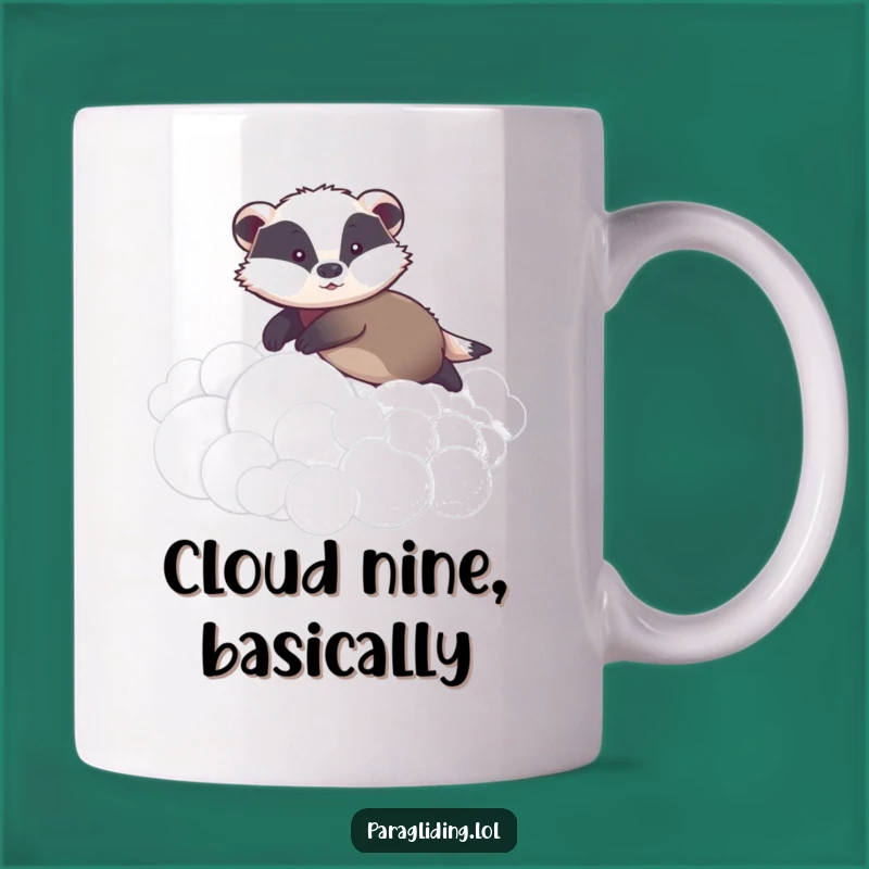 Funny Gentle Badger Mug: Graceful Cloud Gliding Gift for Dreamers