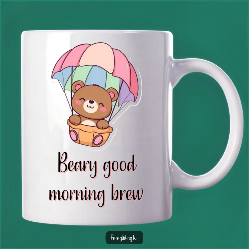 Funny Happy Bear Mug: Peaceful Parachute Float Gift for Relaxed Humor