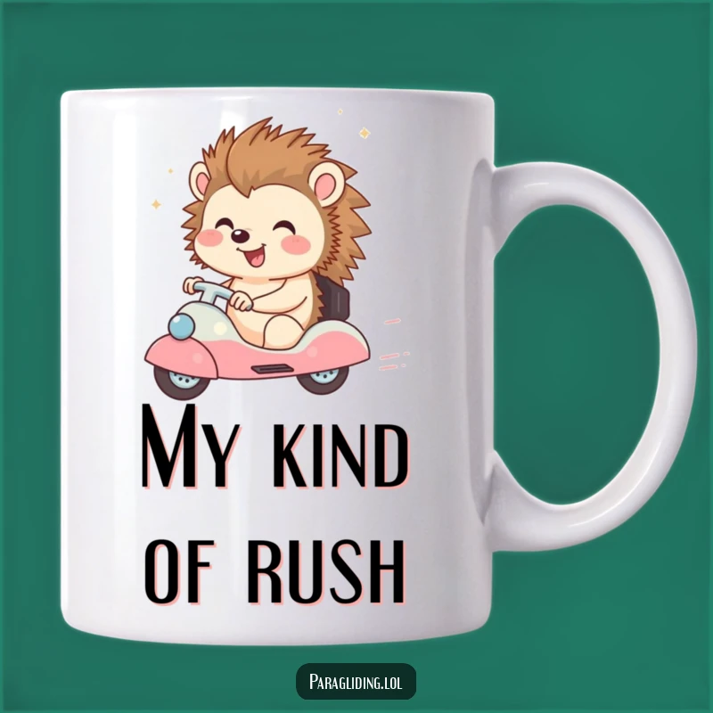 Funny Happy Hedgehog Mug: A Joyful Ride for Your Morning Brew