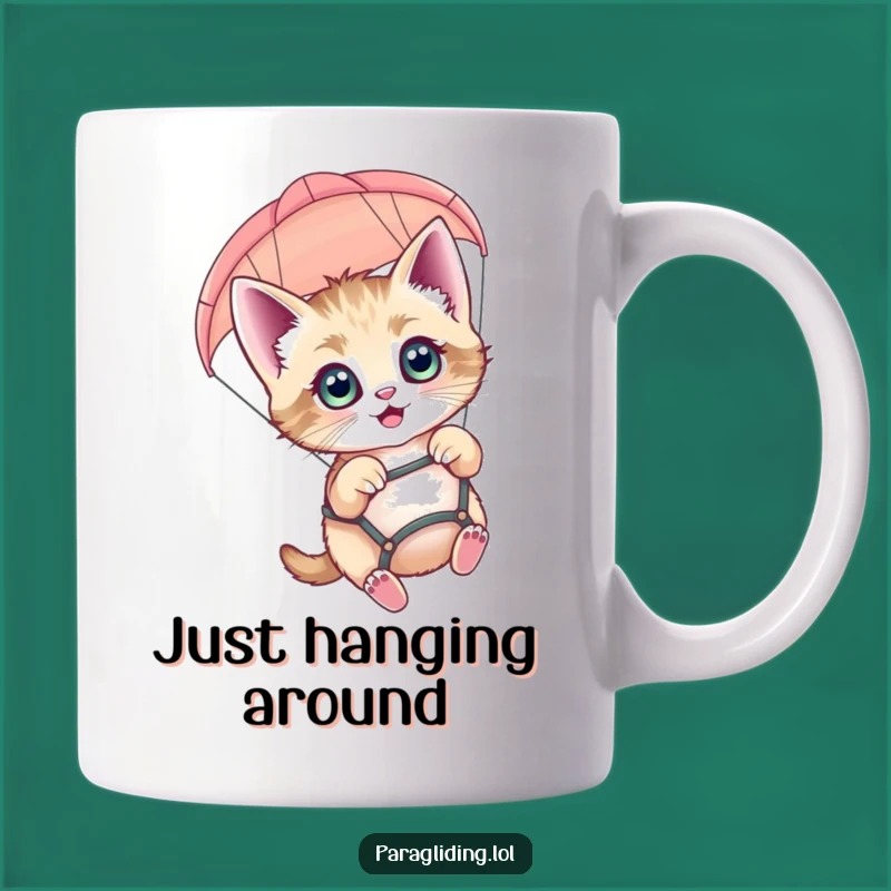 Funny Kitten Paragliding Mug: A Whimsical Adventure Gift for Cat Lovers