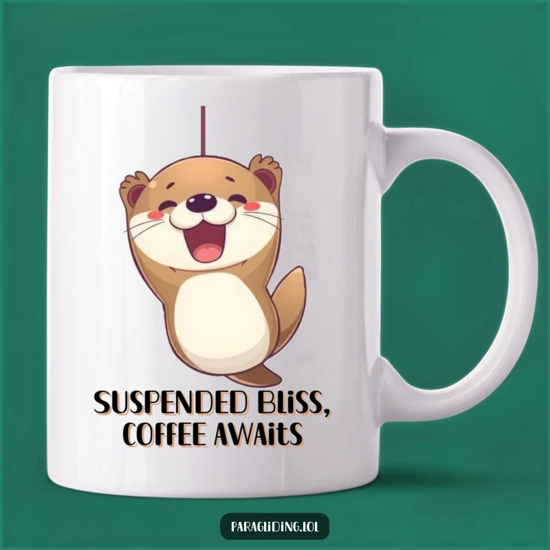 Funny Otter Paragliding Mug - Joyful Expression, Perfect Gift for Adventure Lovers