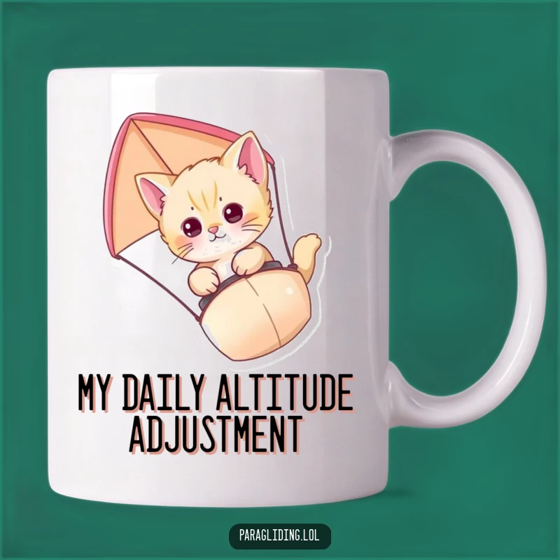 Funny Kitten Paraglider Mug: Adorable Feline Adventure Gift for Cat Lovers