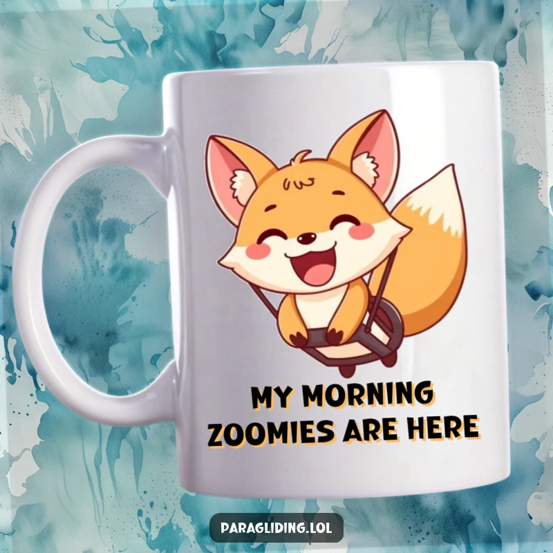 Funny fox paragliding with a wide, excited grin, soaring through the sky on an adventure like no other.