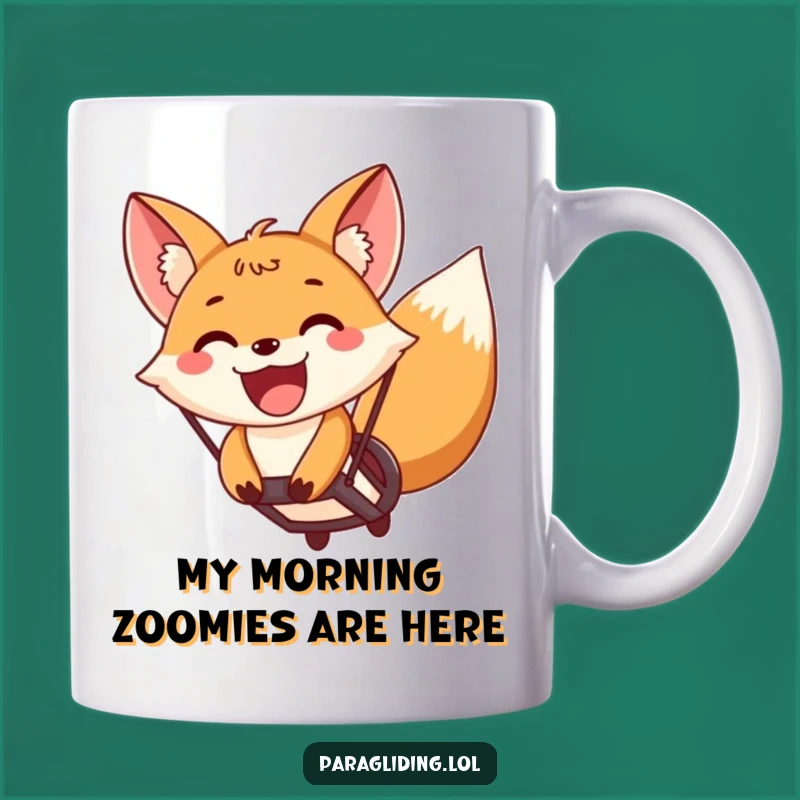 Funny Fox Paragliding Mug: A Joyful Adventure Gift for Pilots and Animal Lovers