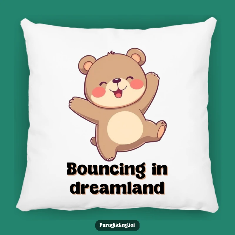 Funny Bear Paragliding Pillow: Snuggle Up with Airborne Joy