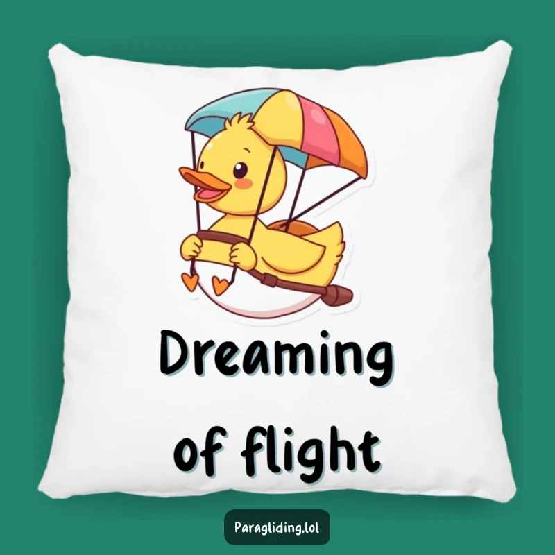 Funny Cheerful Duck Paragliding Pillow: Cozy Comfort with a View