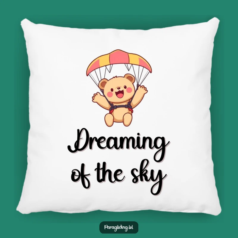 Funny Bear Cub Paraglider Pillow - Cozy and Comical Accent for Any Room