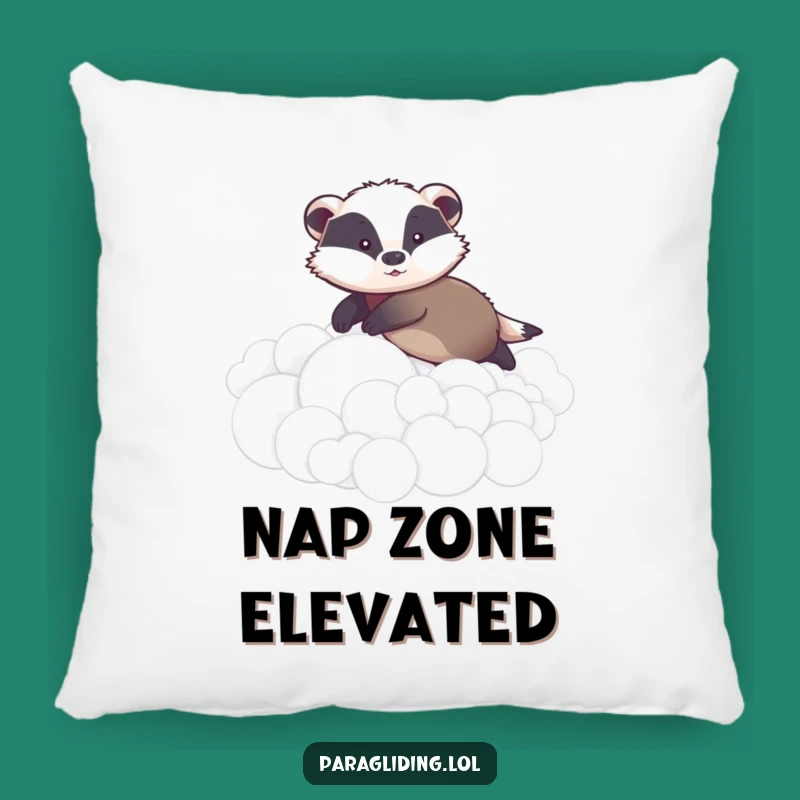 Funny Graceful Badger Pillow: Cozy Gentle Cloud Gliding Accent