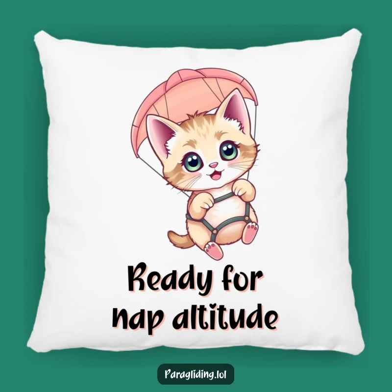 Funny Kitten Paragliding Pillow: Cozy Comfort with Wide-Eyed Adventure