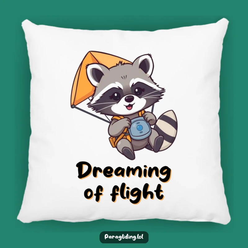 Funny Raccoon Paraglider Pillow - Mischievous Pilot Comfort Gift