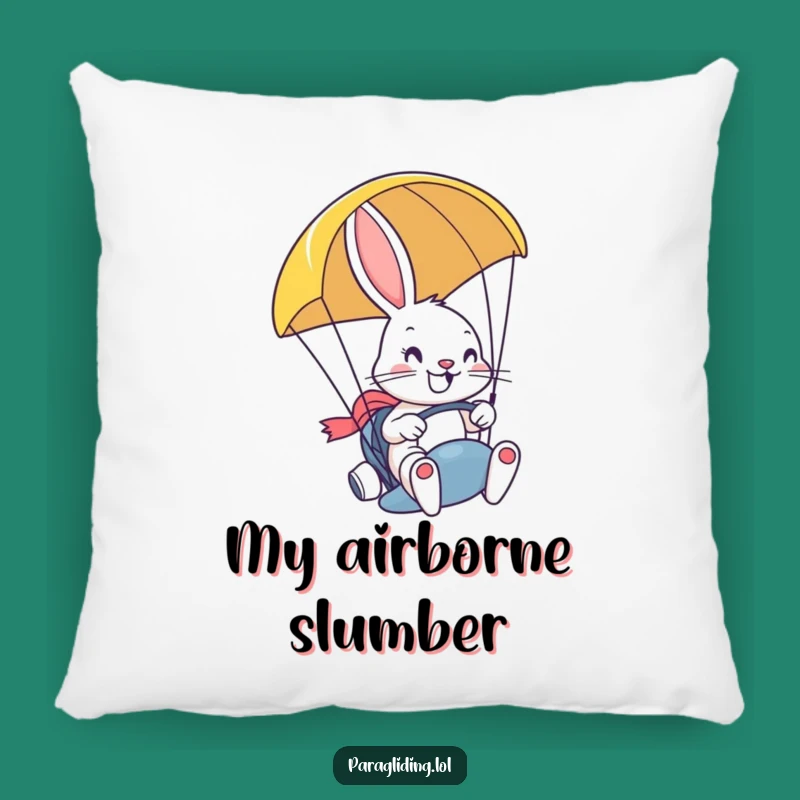Funny Bunny Paragliding Pillow: Comfy Character Accent for Your Home & Funny Gift.