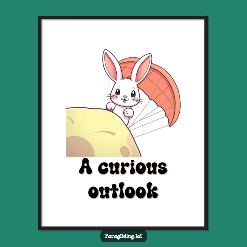 Funny Rabbit Paraglider Digital Art Print: Instant Curious Adventure Decor