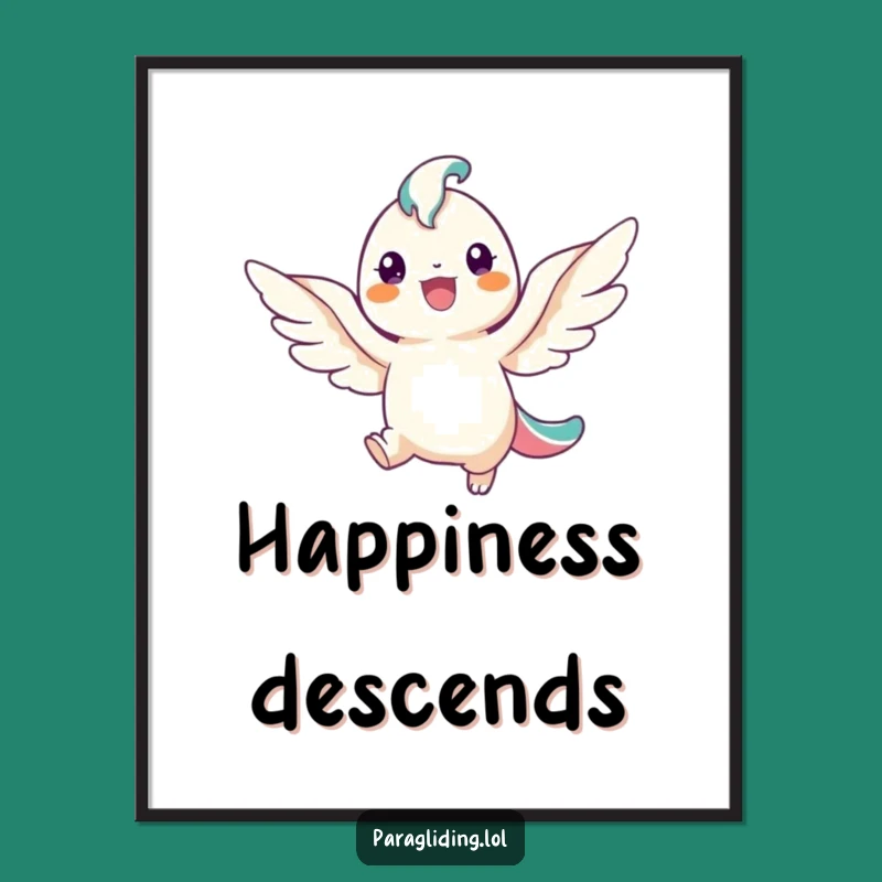 Funny Angelic Descent Digital Print: Smiling Creature Art, Instant Gift