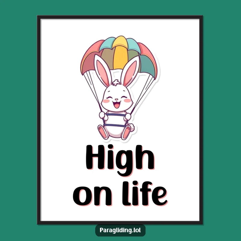 Funny Bunny Paraglider Digital Art - Instant Whimsy for Your Walls