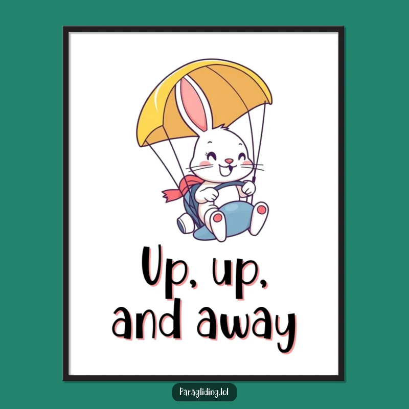 Funny Bunny Paragliding Digital Art: Printable Boldness for Your Walls & Funny Gift.