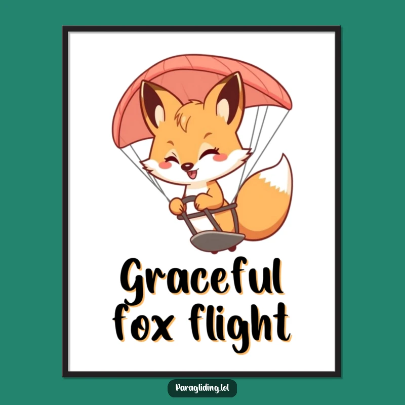Funny Fox Paraglider Digital Art: Instant Playful Decor for Your Space