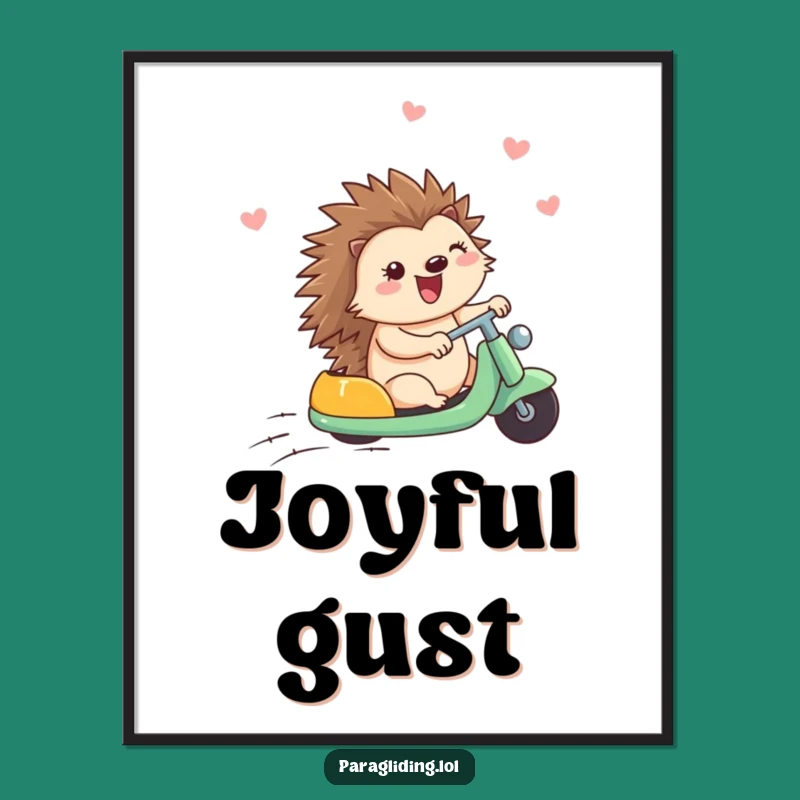 Funny Happy Hedgehog Breezy Ride Digital Art: Instant Joy for Your Walls