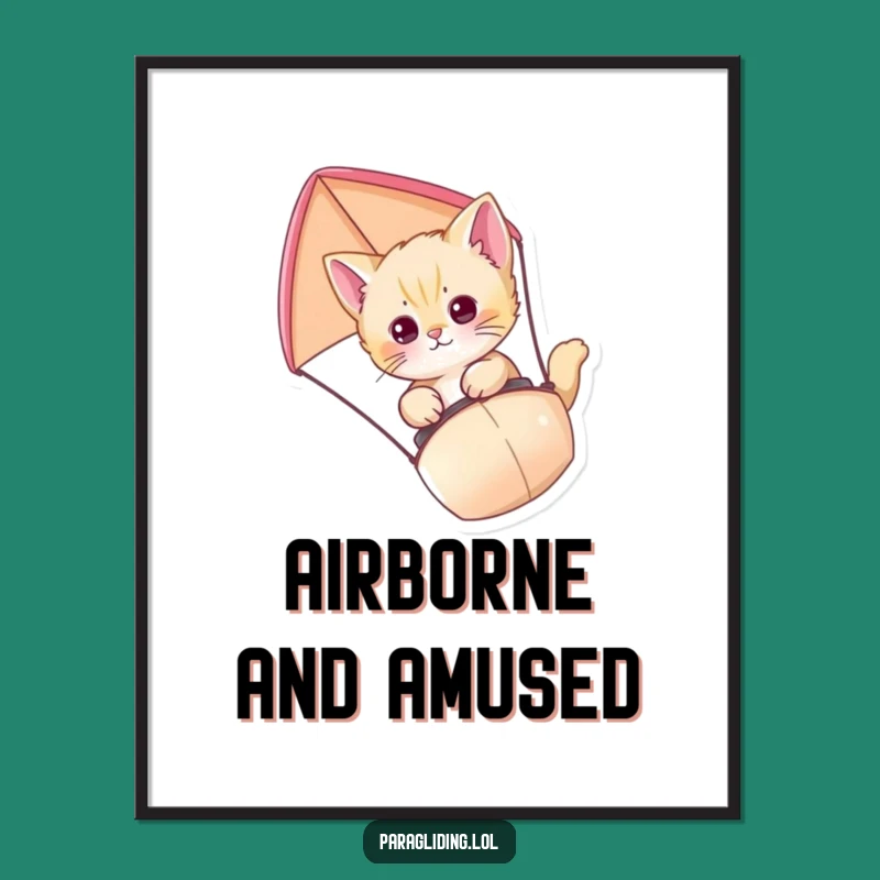 Funny Kitten Paraglider Digital Art: Instant Feline Adventure Download