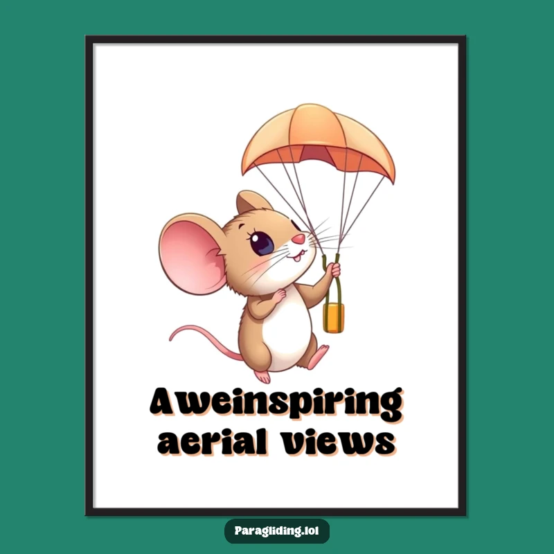 Funny Mouse Paraglider Digital Art - Amazing Sky View Decor, Perfect Gift!