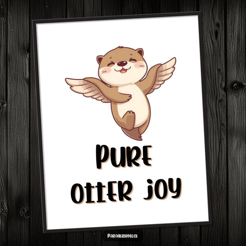 Funny otter dancing and giggling as it flies through the air - instant digital art print for joyful decor.