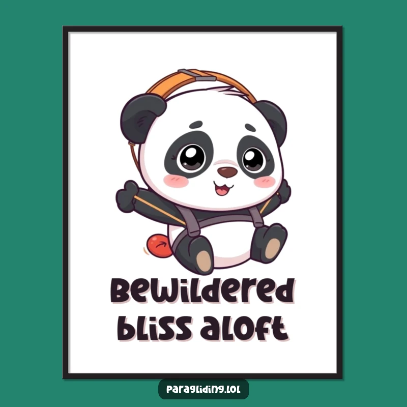Funny Panda Paraglider Digital Art: Instant Bewildered Joy Download