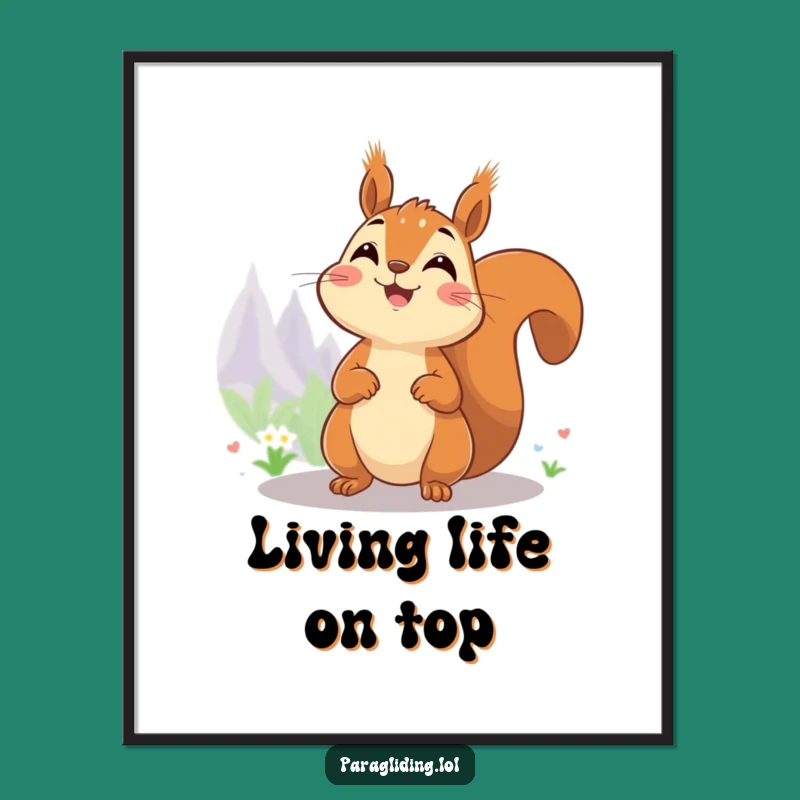 Funny Squirrel High-Up Digital Art: Instant Joyful View Funny Gift