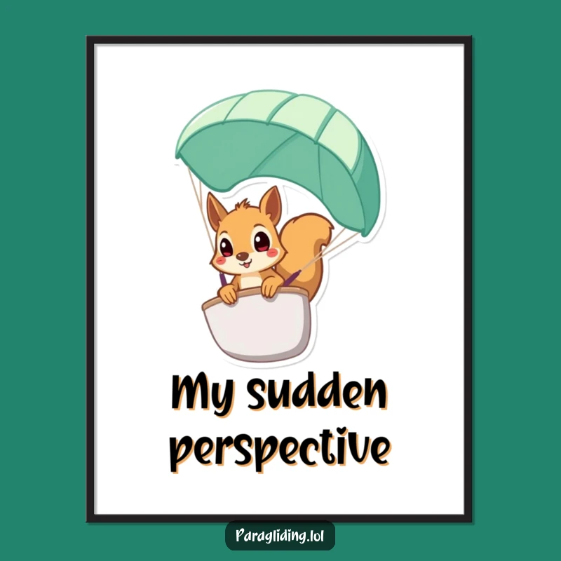 Funny Squirrel Paraglider Digital Art - Instant Reaction Decor for Walls