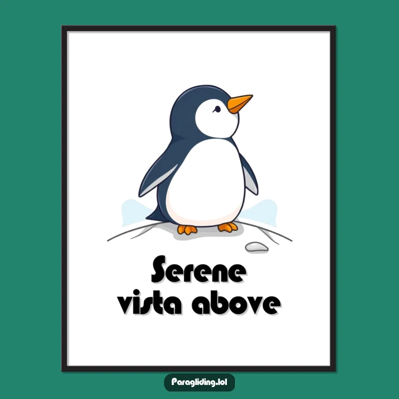 Funny Penguin Paraglider Digital Art - Instant Calm Decor for Walls